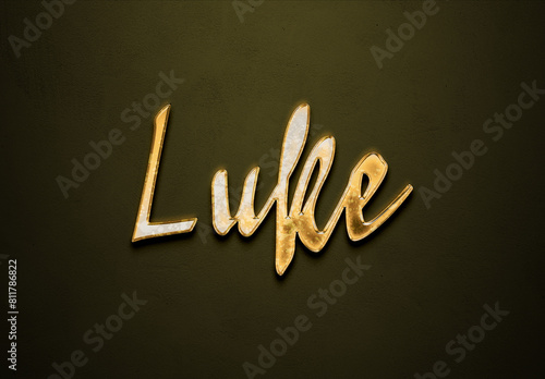 Konstfotografi Old gold text effect of name Luke with 3D glossy style Mockup.
