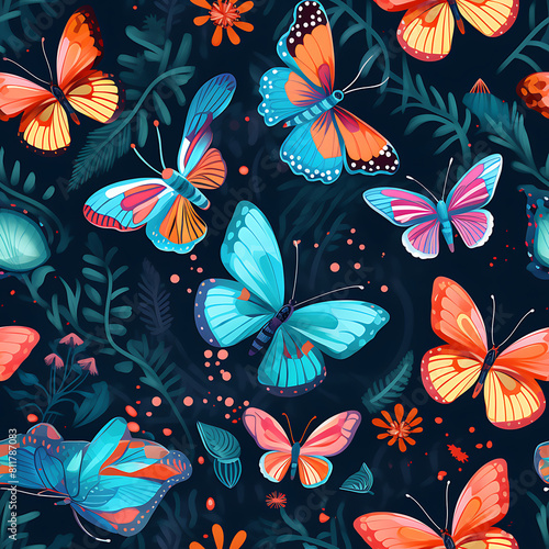 Wallpaper Mural Butterfly digital art seamless pattern, the design for apply a variety of graphic works Torontodigital.ca