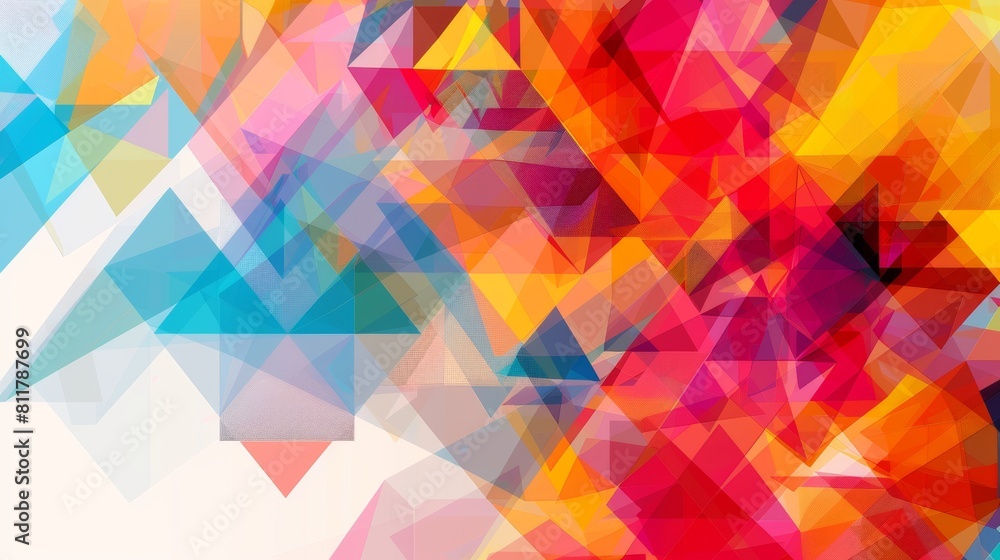 Obraz premium Bright Multicolored Abstract Art with Overlapping Triangles background 