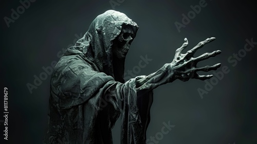 Sinister Grim Reaper Figures in Dark Mist. Generative ai