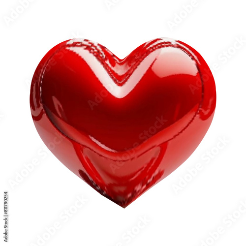 shiny glossy red heart on white background