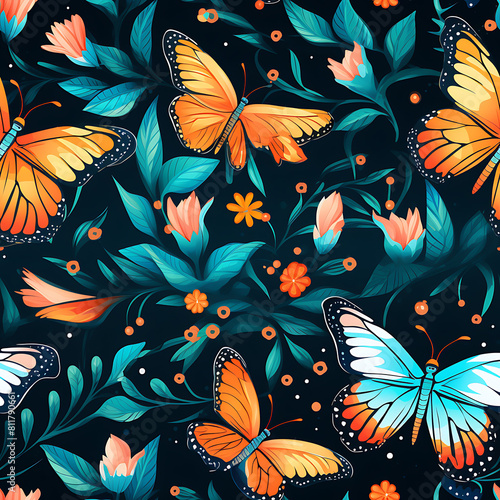 Butterfly digital art seamless pattern  the design for apply a variety of graphic works