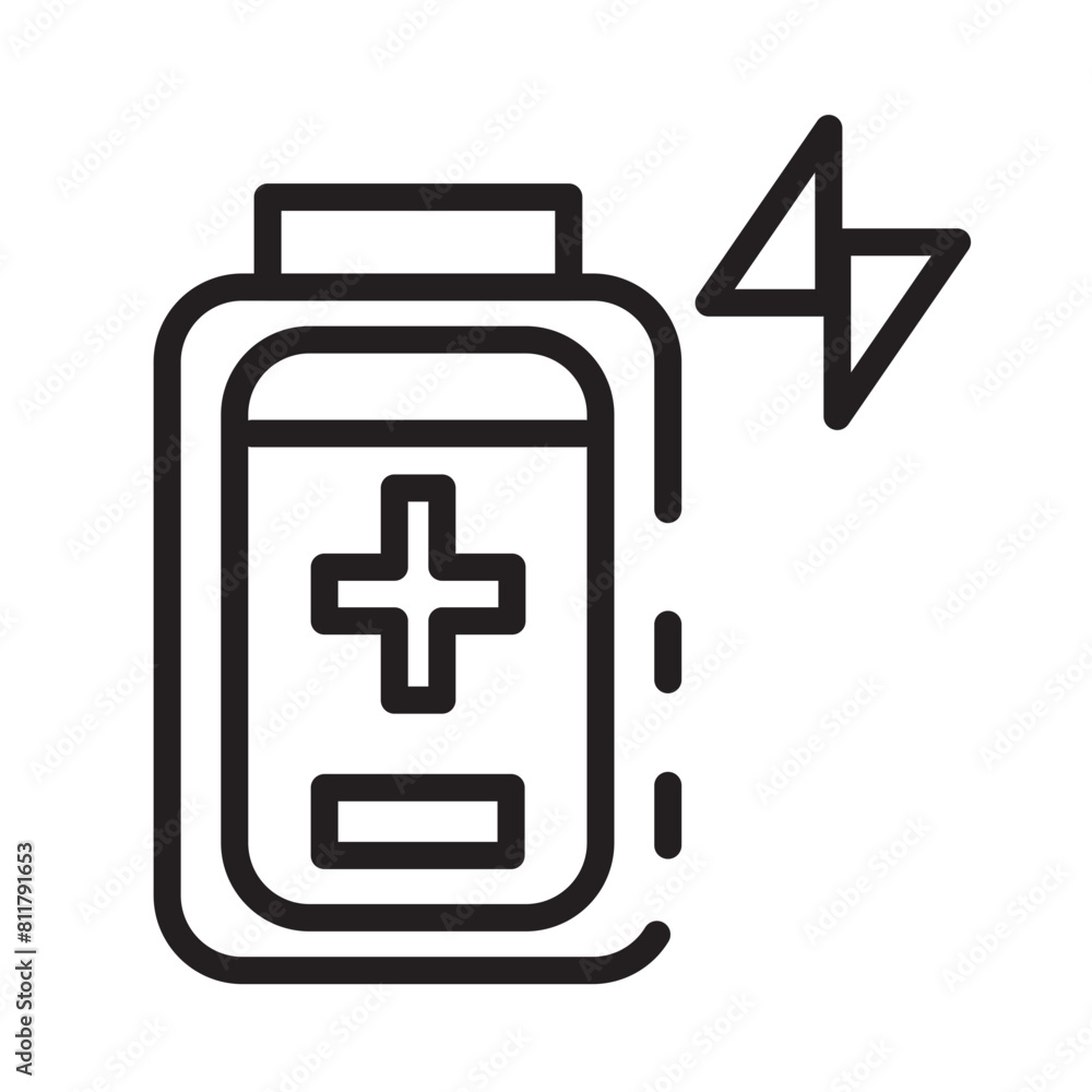 Battery Energy Power Line Icon Battery Energy Power Line Icon