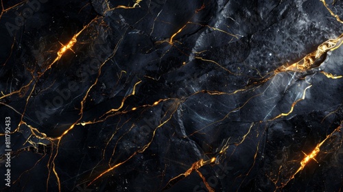Luxurious Black Marble Texture with Gold and White Veins background 