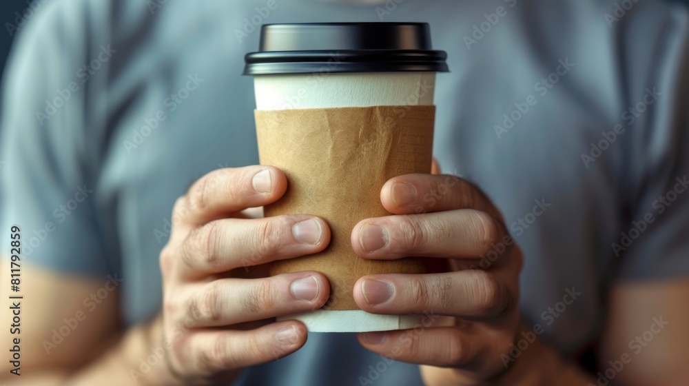 Close Up of Holding Coffee Cup
