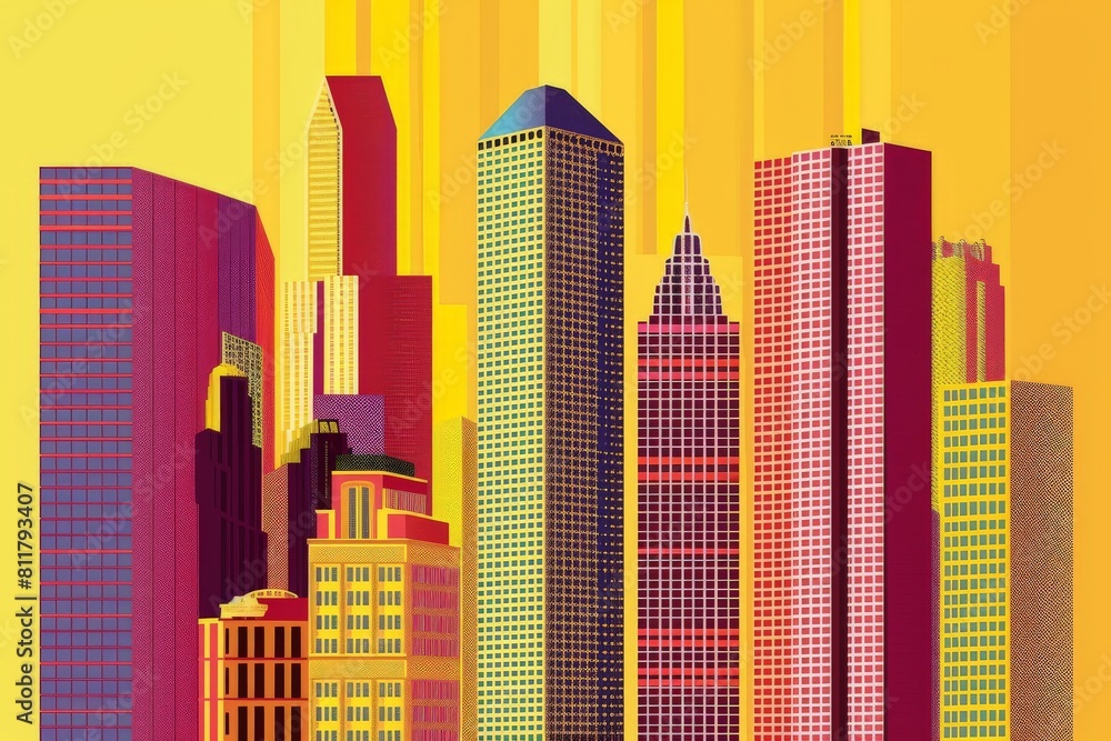 Obraz premium cityscape - silhouettes of skyscrapers. Beautiful simple AI generated image in 4K, unique.