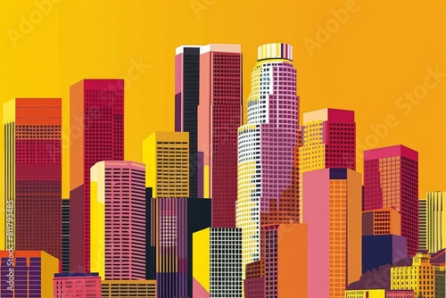 Set of six  modern high-rise building on a white background. View of the building from the bottom. Isometric vector illustration. . Beautiful simple AI generated image in 4K  unique.