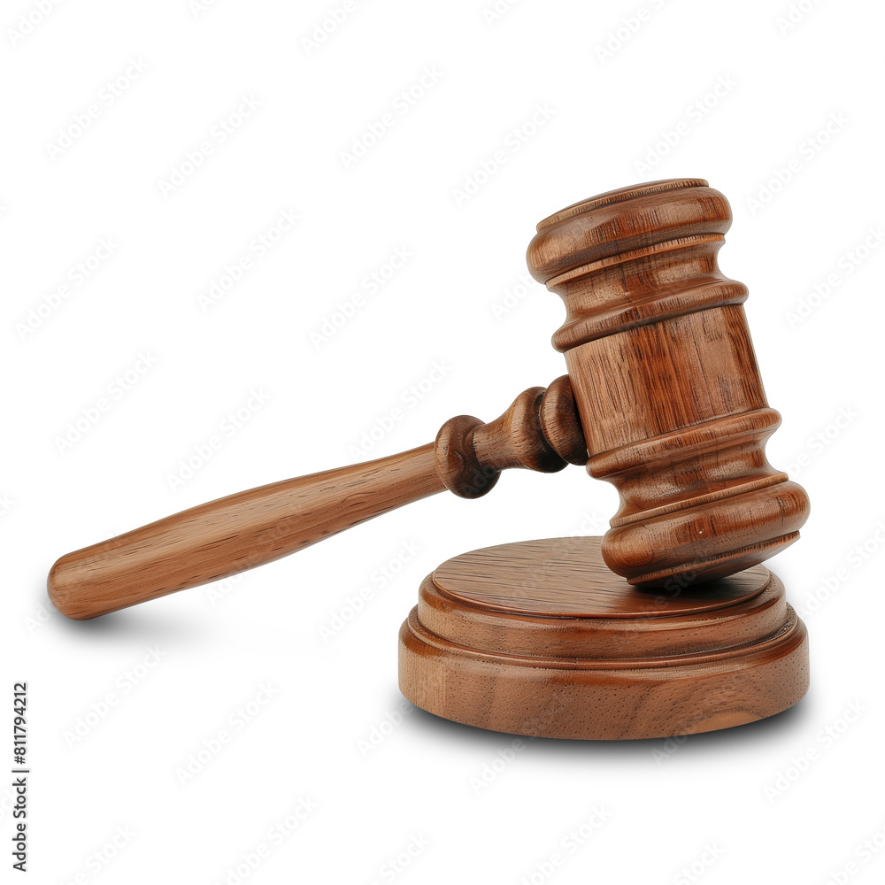 Wooden Judge's Gavel, Symbol of Law, Justice, and Authority on transparent background Wooden Judge's Gavel, Symbol of Law, Justice, and Authority on transparent background