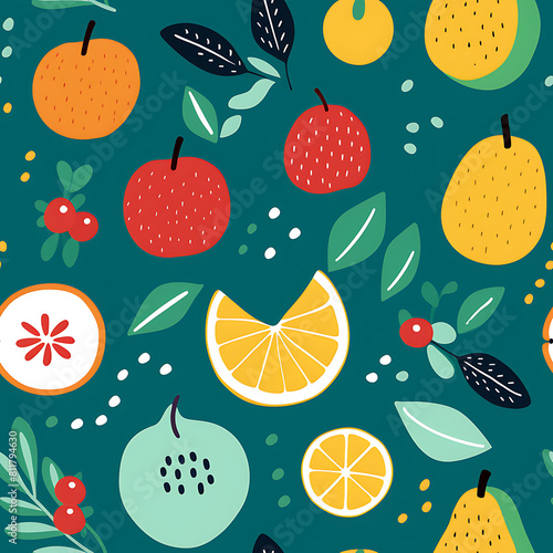 Fruit digital art seamless pattern  the design for apply a variety of graphic works