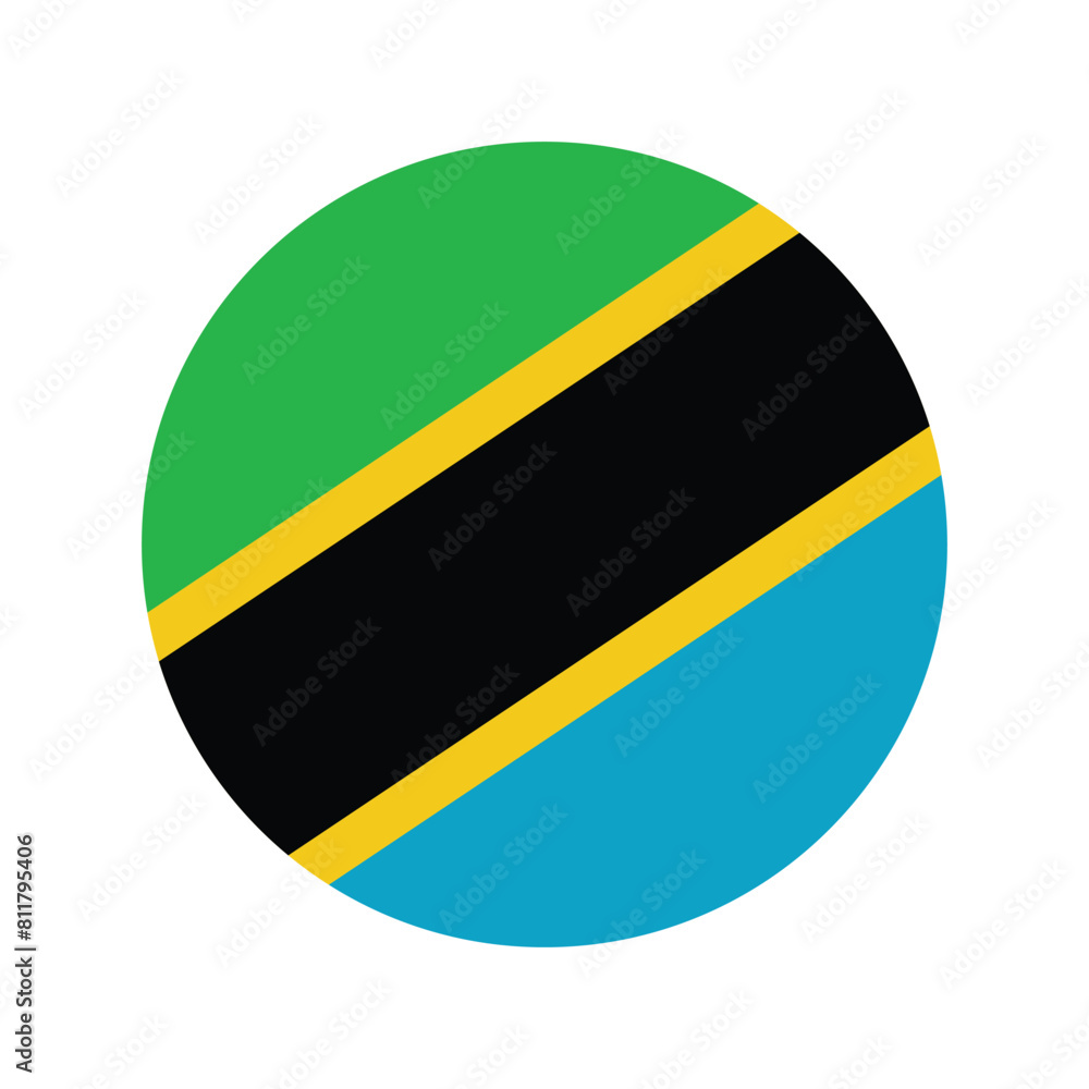 Fototapeta premium National Flag of Tanzania. Tanzania Flag. Tanzania Round flag. 
