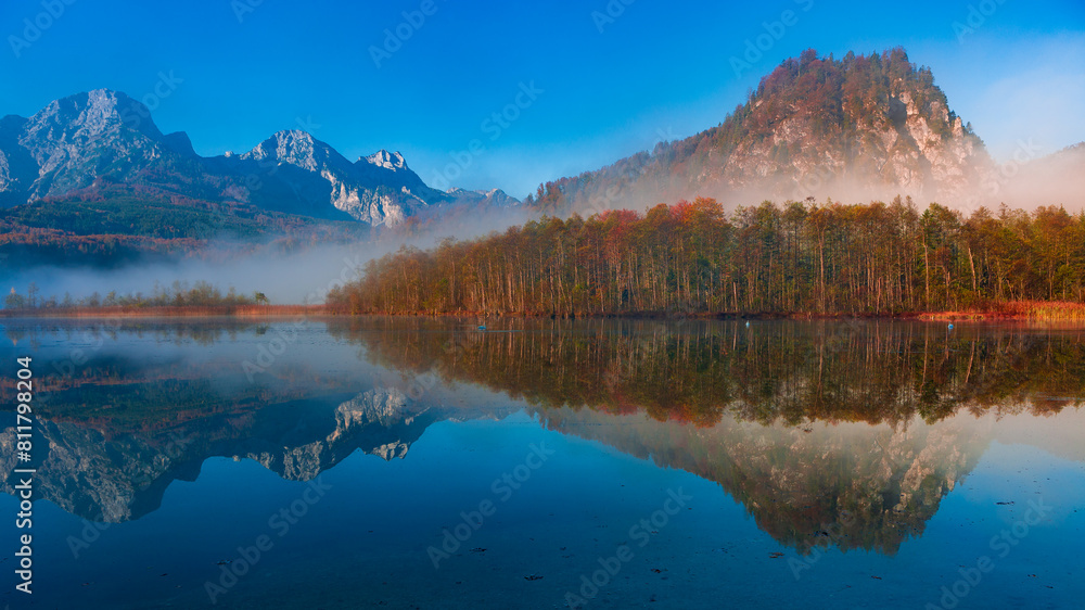 Misty Morning at Almsee, Mountain Reflection and Serene Lake