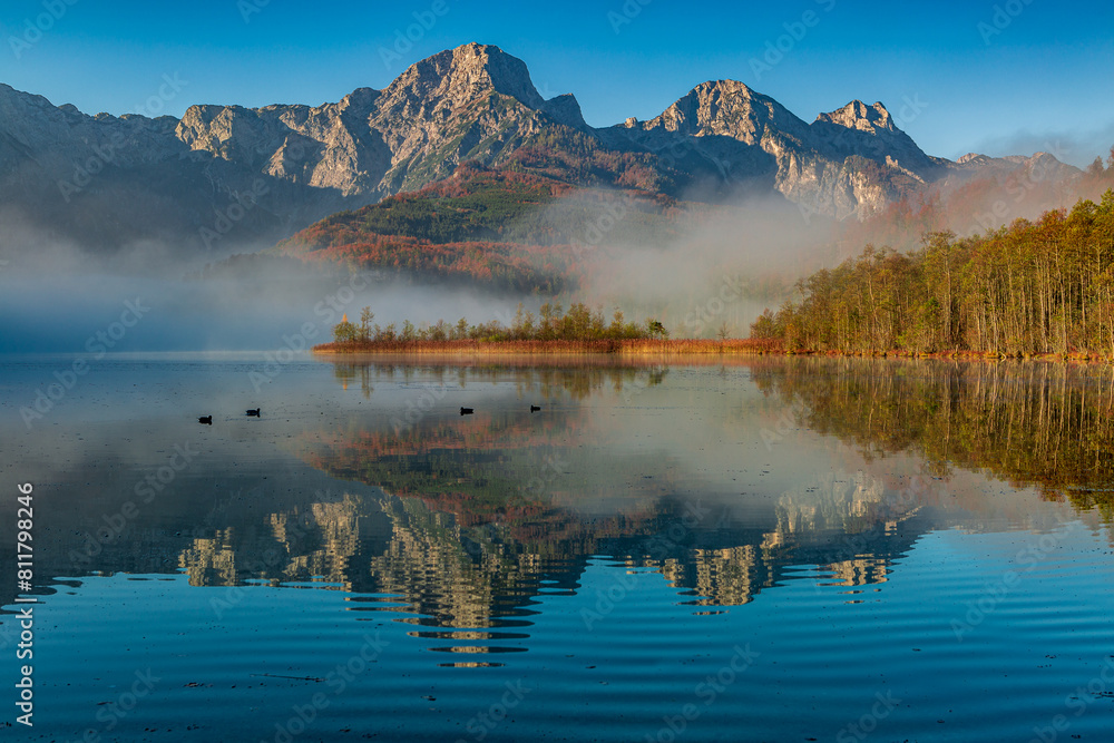 Misty Morning at Almsee, Mountain Reflection and Serene Lake