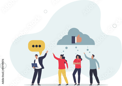 businessman convincing colleagues influence to believe in his idea.flat vector illustration.
