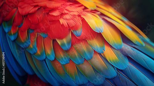 Vivid close-up of a colorful parrot's feathers glistening in the rain © Robert Kneschke