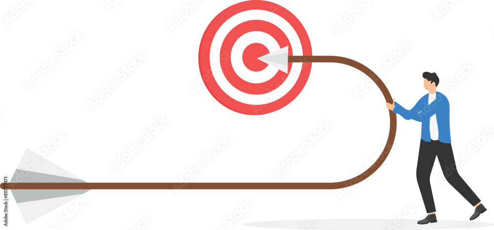 Businessman pulling arrow up to change direction and gain targets himself, Achieving success, growth, alternative development concept
Businessman pulling arrow up to change direction and gain targets himself, Achieving success, growth, alternative development concept