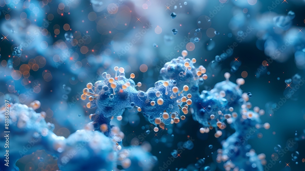 Detailed macro photograph of a 3D rendered of an insulin molecule structure Detailed macro photograph of a 3D rendered of an insulin molecule structure