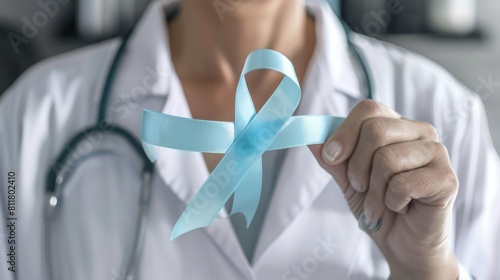 Doctor Holding Prostate Cancer Ribbon photo