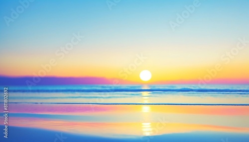 photo of landscape nature lake beach with orange sunset light  generative AI