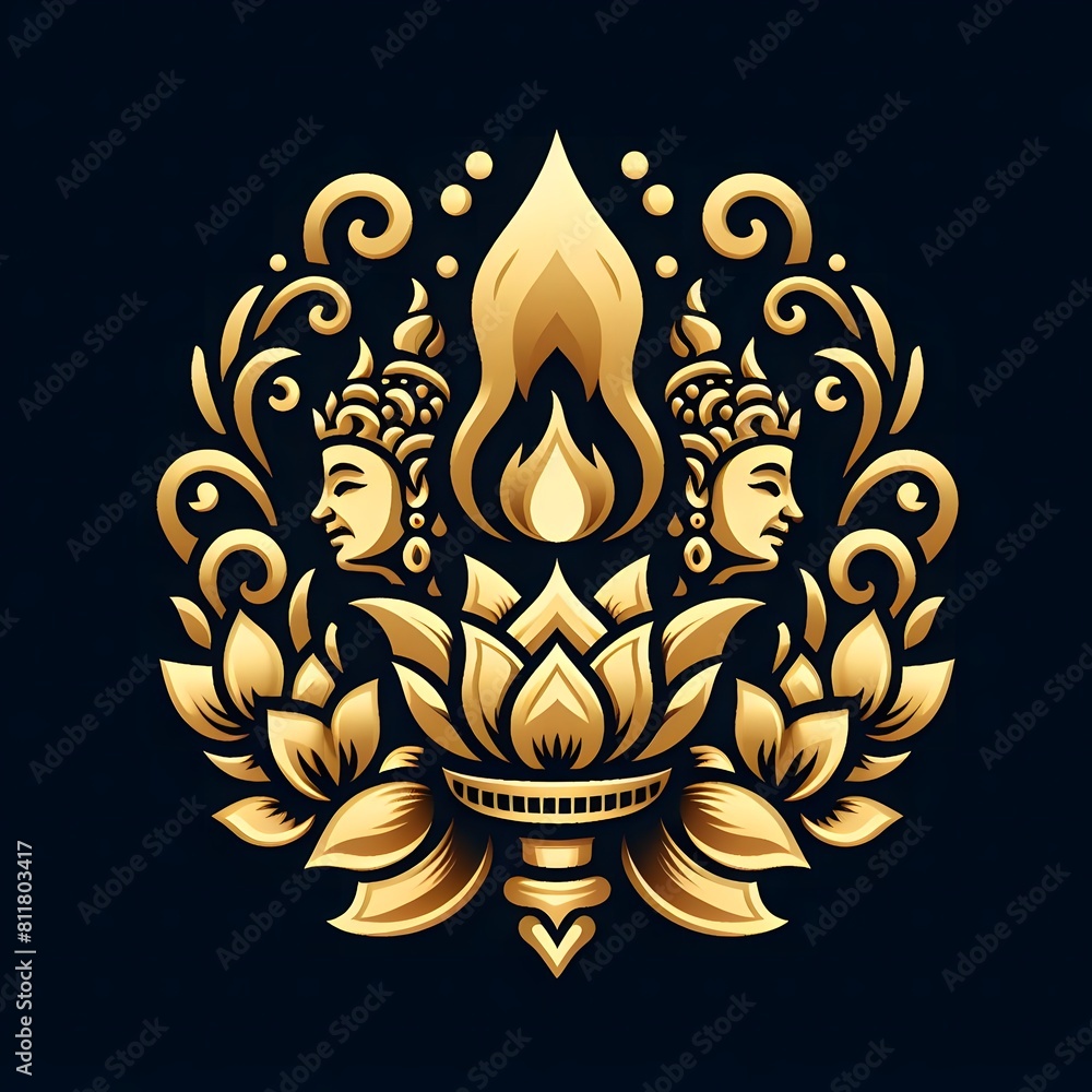 AI Generate of Luxury Premium Symbol Vector of Vesak Day with Buddha Statue, Buddha, Lantern, Candle Light, Lotus AI Generate of Luxury Premium Symbol Vector of Vesak Day with Buddha Statue, Buddha, Lantern, Candle Light, Lotus