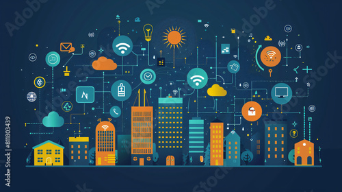 Vector of smart city and internet of things flat desig photo
