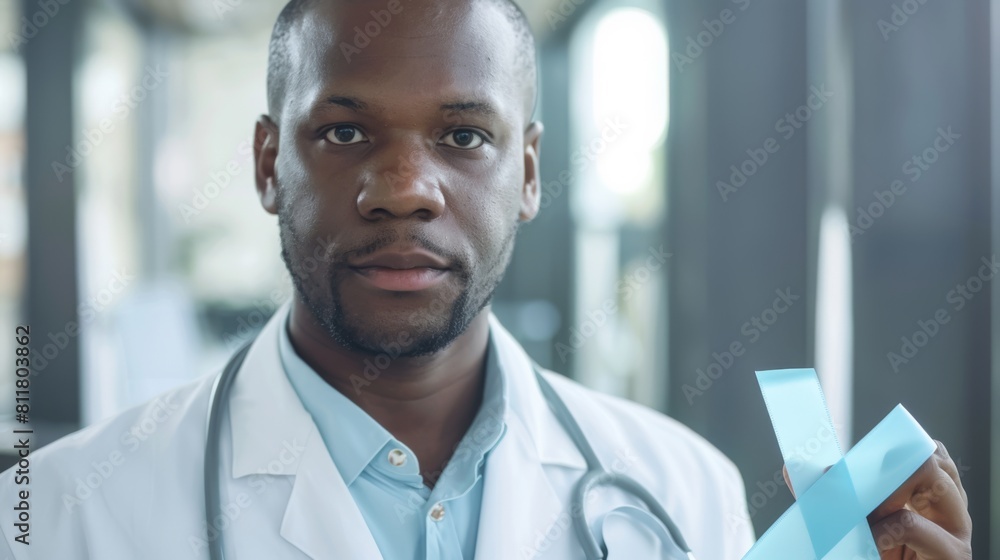 Doctor Holding Prostate Cancer Ribbon Doctor Holding Prostate Cancer Ribbon