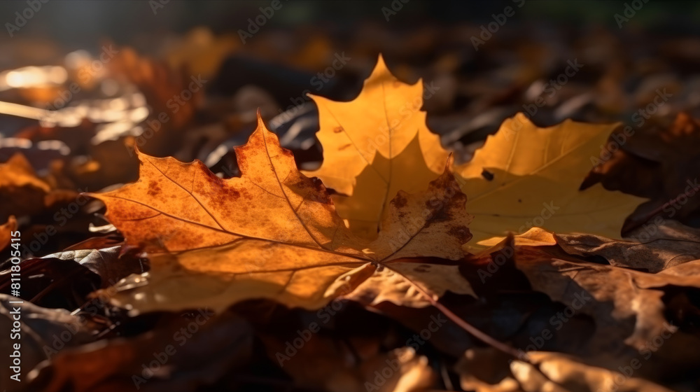 autumn leaves on the ground in the forest, ai autumn leaves on the ground in the forest, ai