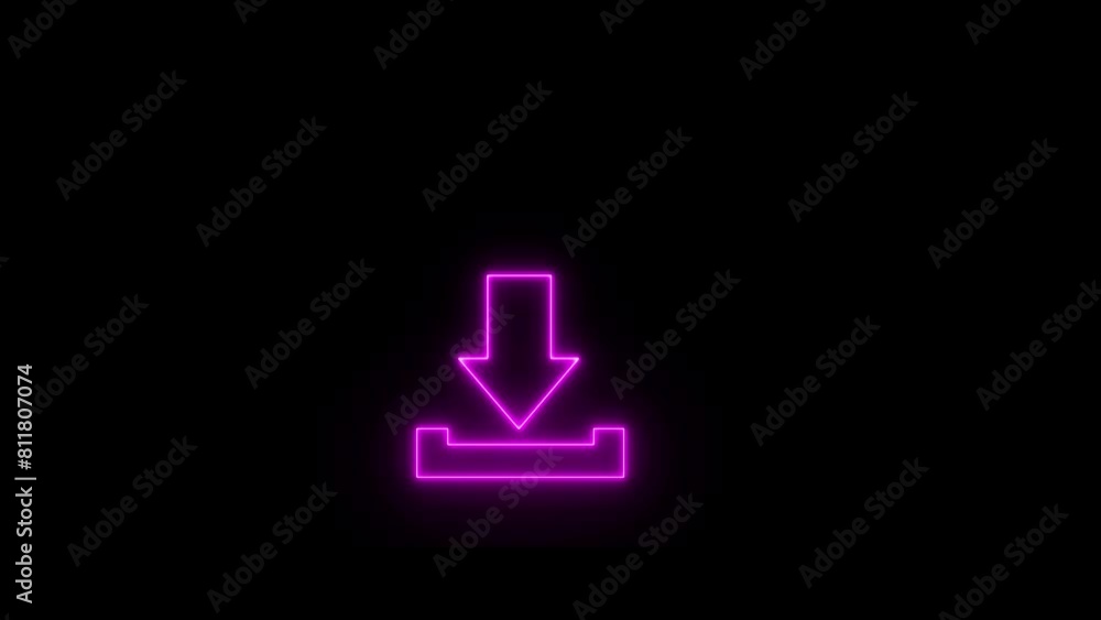 Neon glossy web icon - download. Glowing neon download sign, glowing down logo icon. Neon glossy web icon - download. Glowing neon download sign, glowing down logo icon.