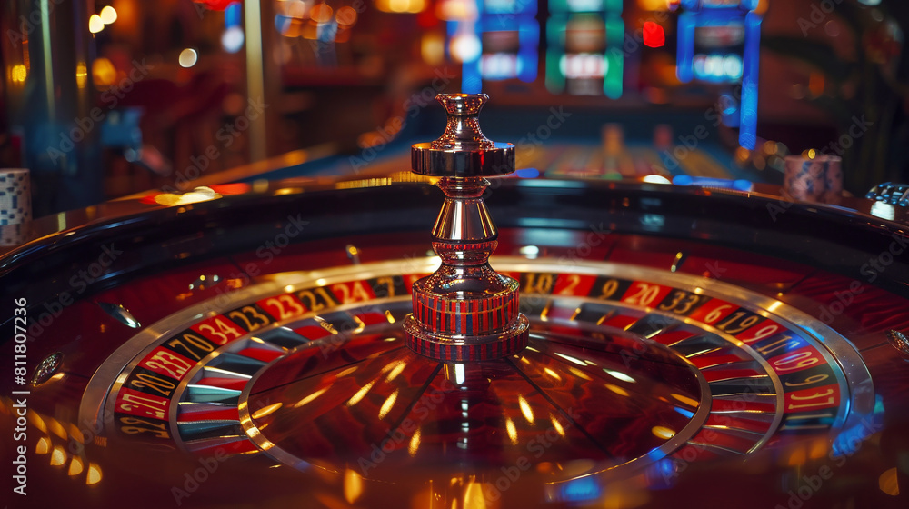 The roulette wheel in the casino. The conceptual theme of the casino.Bright background. The roulette wheel in the casino. The conceptual theme of the casino.Bright background.
