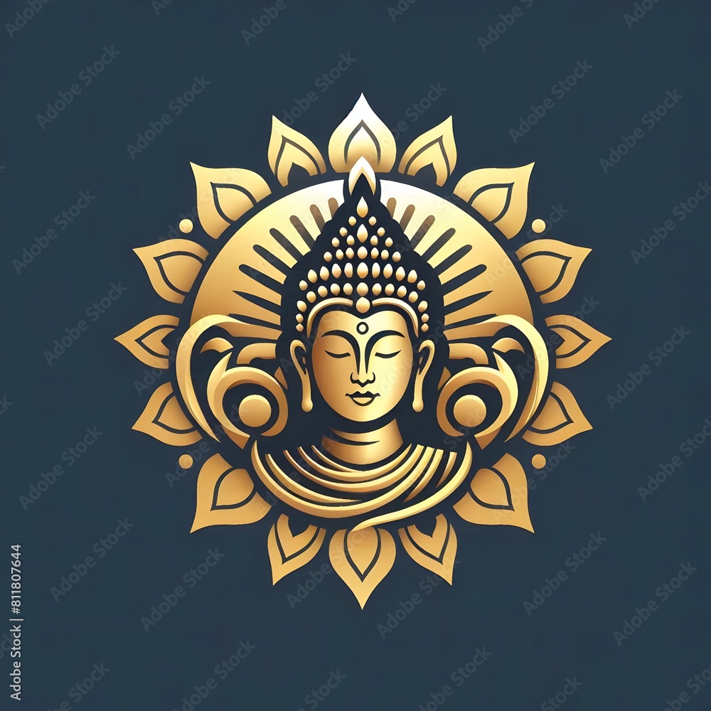 Fototapeta premium AI Generate of Luxury Premium Symbol Vector of Vesak Day with Buddha Statue, Buddha, Lantern, Candle Light, Lotus