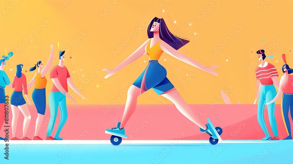 Woman navigates the rink with confidence and ease Woman navigates the rink with confidence and ease
