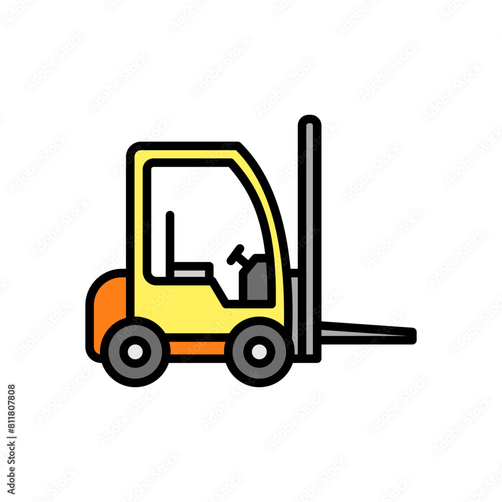 forklift, colored line icon, isolated background