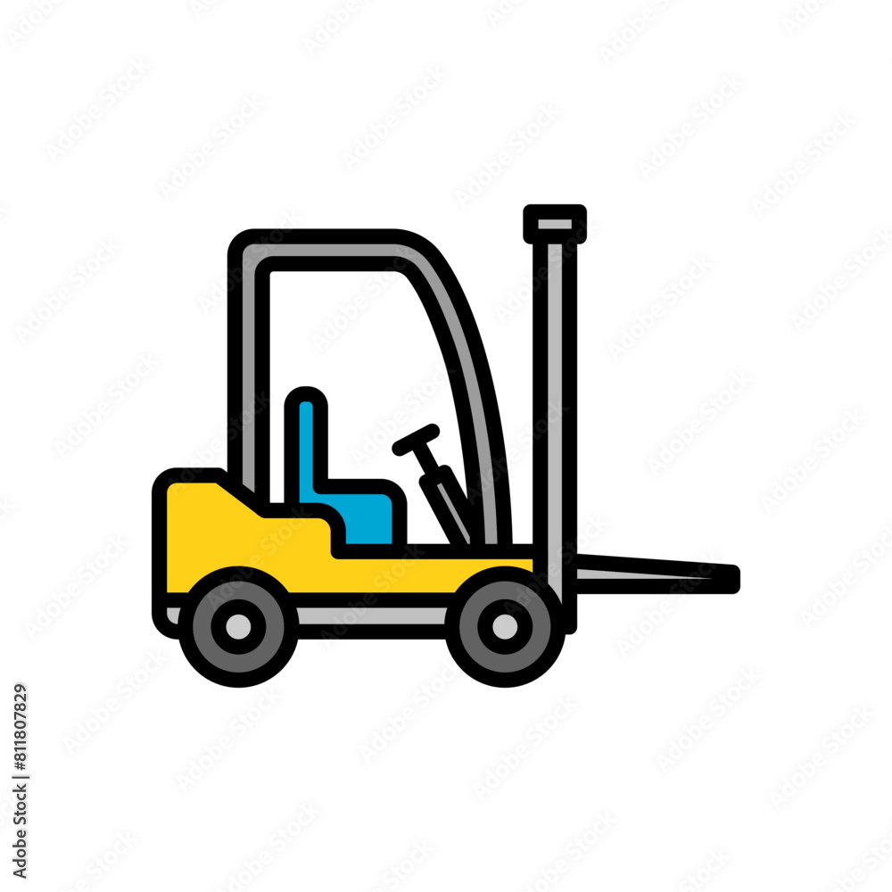 forklift, colored line icon, isolated background