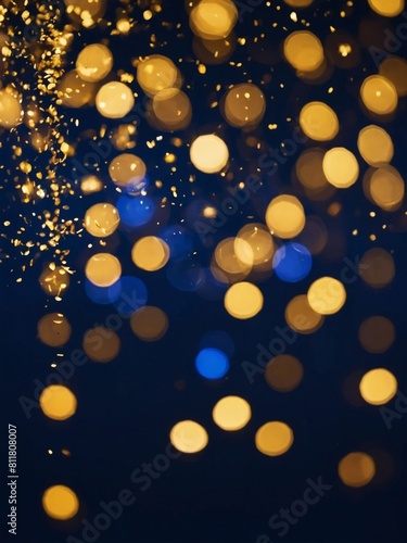 Golden Festivity  Abstract Background with Dark Blue and Gold Particles  Evoking Holiday Spirit