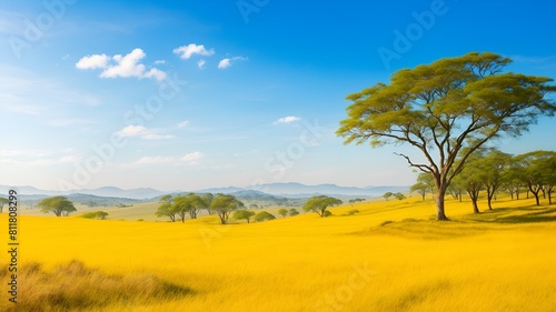 savana with tree and hill