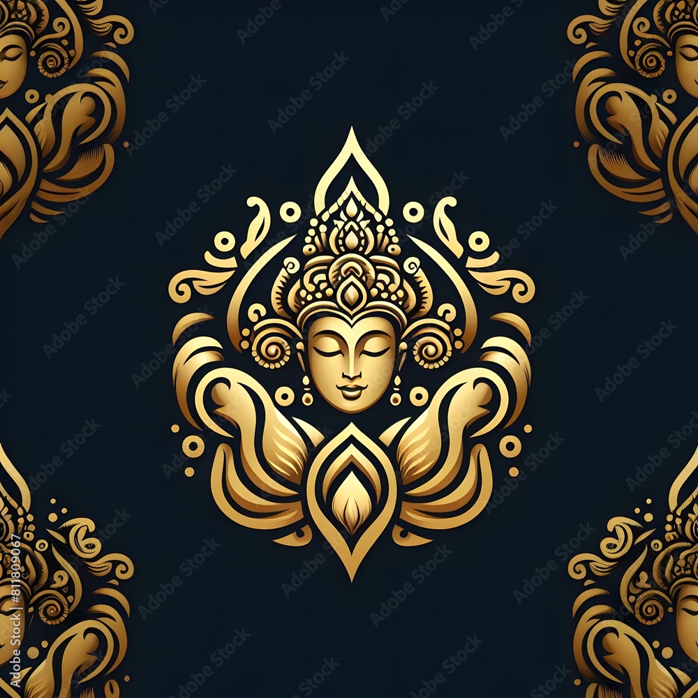 Fototapeta premium AI Generate of Luxury Premium Symbol Vector of Vesak Day with Buddha Statue, Buddha, Lantern, Candle Light, Lotus