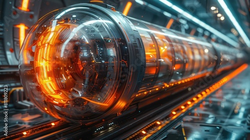 A futuristic Hyperloop railway system, revolutionizing transportation with technology and sleek design
