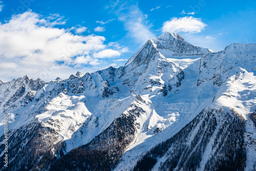 View of mountains covered in snow during winter season  Loetschental valley  Switzerland