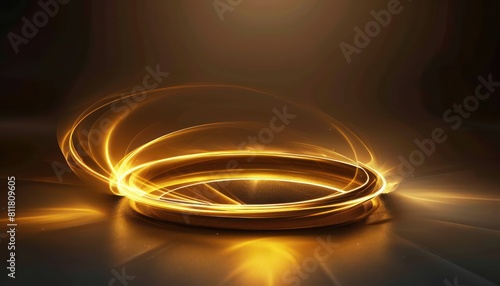 Abstract Golden Light: Vibrant Glowing Circle Effect, Beautiful Emergence, Background Wallpaper