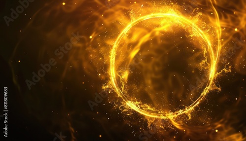 Vibrant Golden Light Circle: Abstract Glowing Effect, Beautiful Emergence, Background Wallpaper