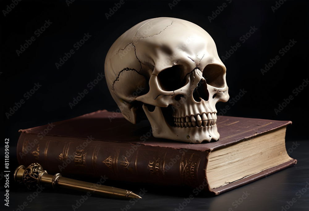 Skull and book