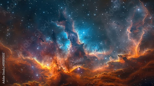 Space Galaxy Nebula: Colorful Cosmic Cloud in Stary Night Sky, Supernova Background, 16K Resolution © Nadeem