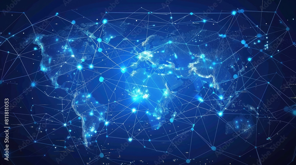 Global Connectivity: World map with network connections symbolizing internet technology.