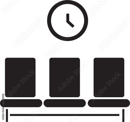 Waiting area icon with clock 