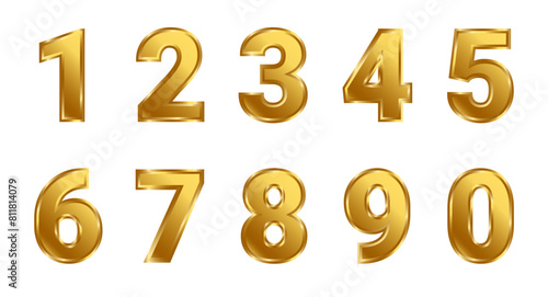 Set of luxury golden number 1 2 3 4 5 6 7 8 9 10 digits collections for anniversary and sale