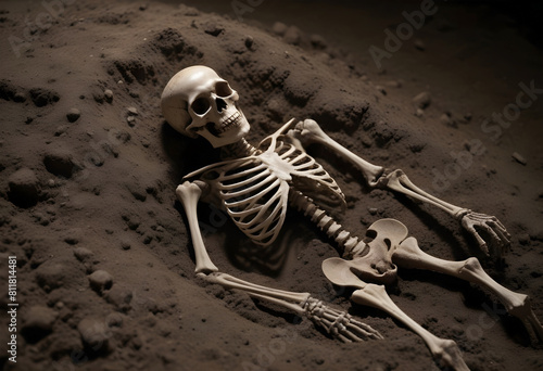 A buried, exhumed skeleton