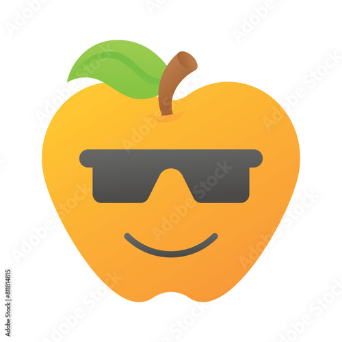Glasses on emoji face showing concept icon of cool emoji, proud emoji