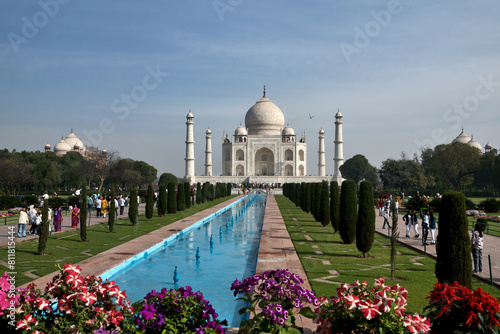 Agra, India,: Taj Mahal. The city is a world heritage site. The Grand Mughal Shah Jahan had the building constructed in memory of his deceased wife Mumtaz Mahal  photo