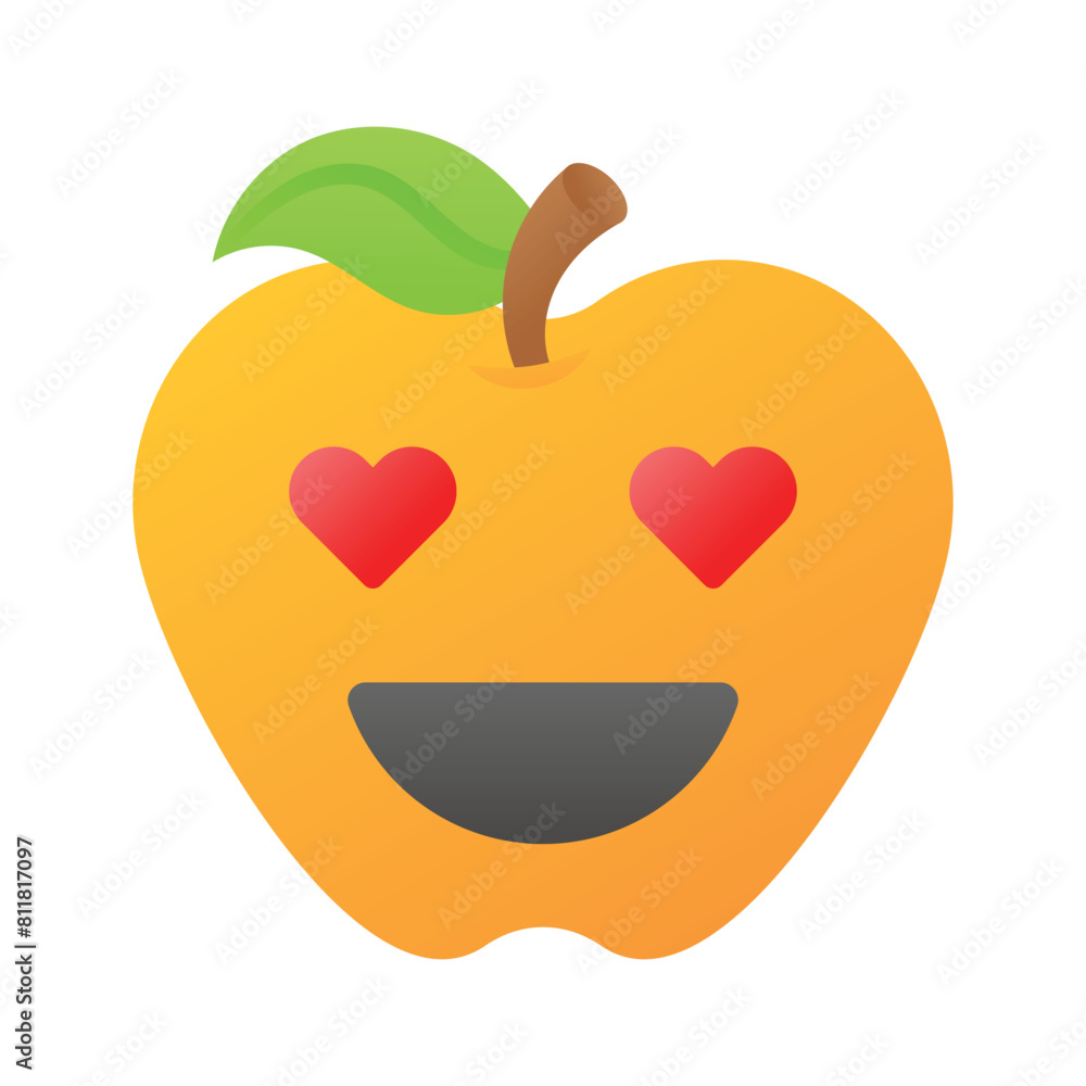 Happy face with heart symbols on eyes, concept icon of in love emoji Happy face with heart symbols on eyes, concept icon of in love emoji