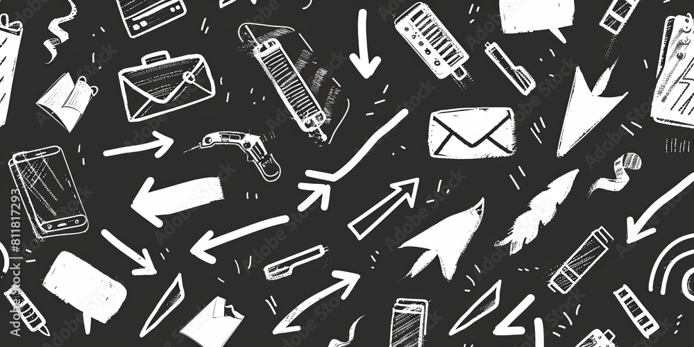Doodle Delight Creative School Icons on Chalkboard Pattern Doodle Delight Creative School Icons on Chalkboard Pattern