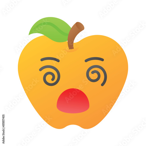 Dizzy emoji icon, dizziness expression vector design